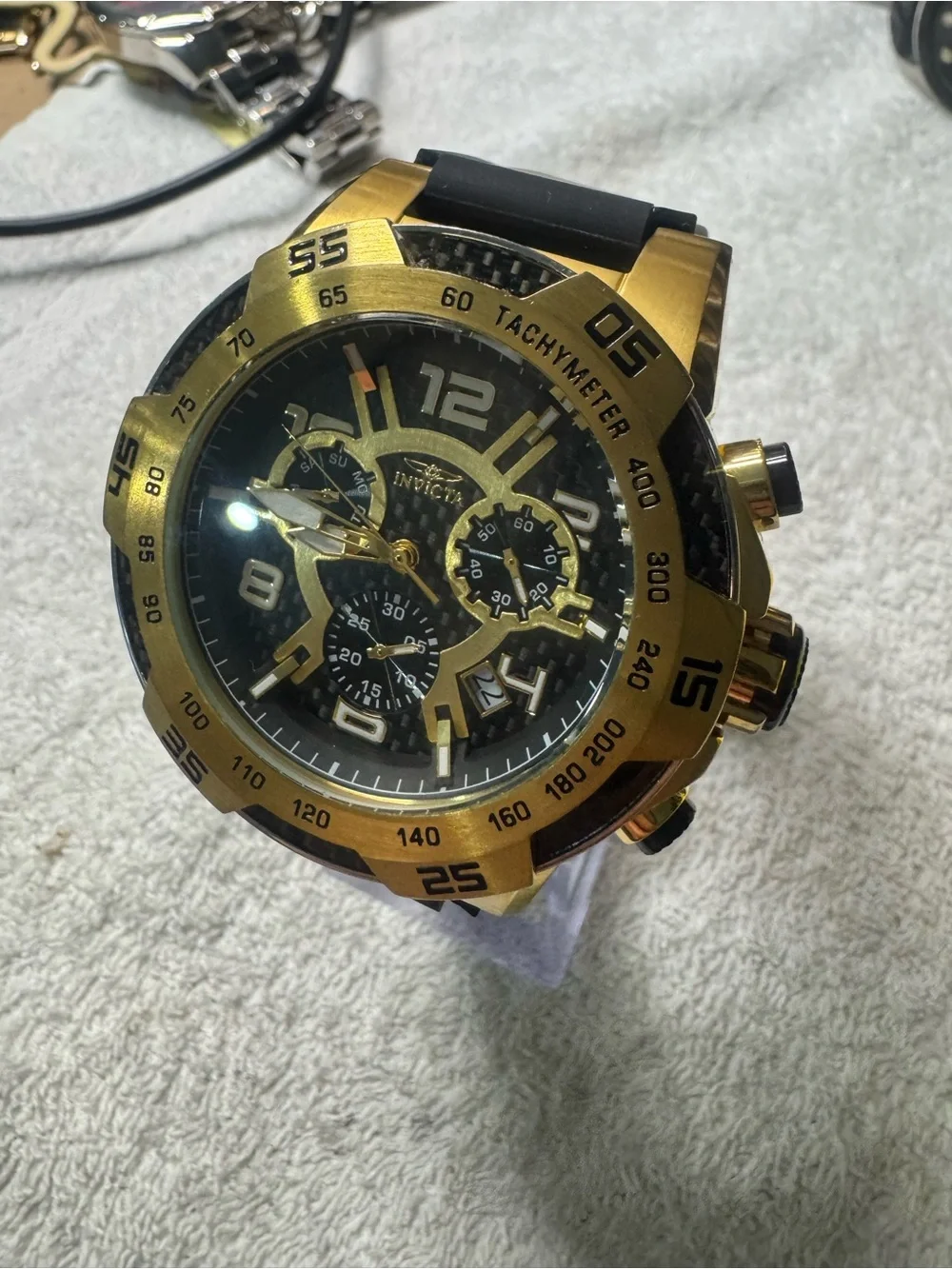#153 Invicta Gold and Black Men's Chronograph Tachymeter Watch